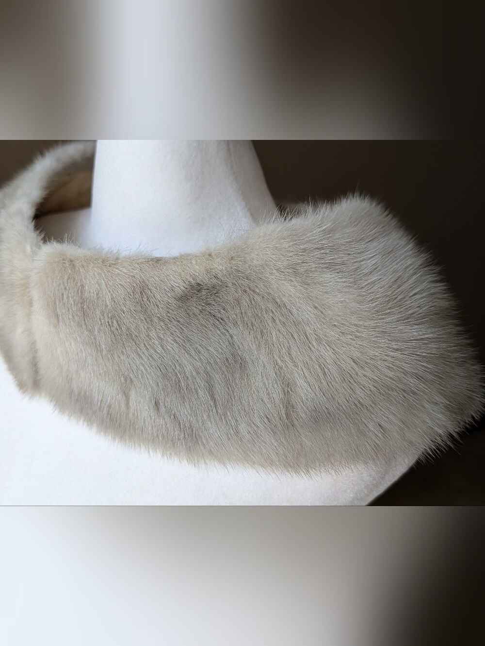 Vintage Genuine Mink Fur Collar Scarf Grey Beige 34" - Picture 5 of 13